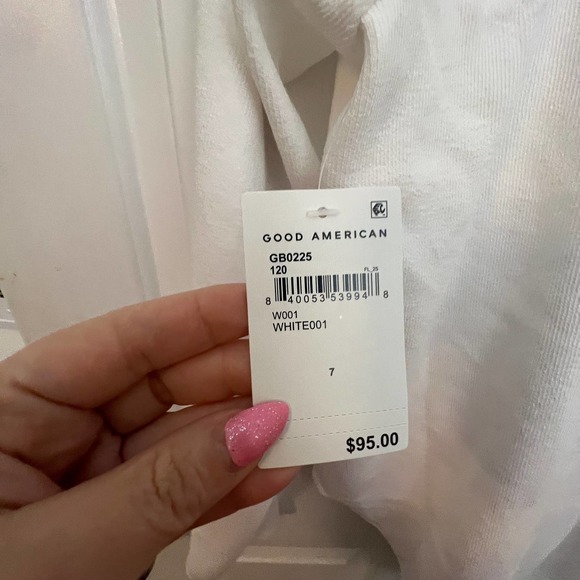 Good American white ribbed Henley bodysuit new with tags size 7 - Picture 6 of 8